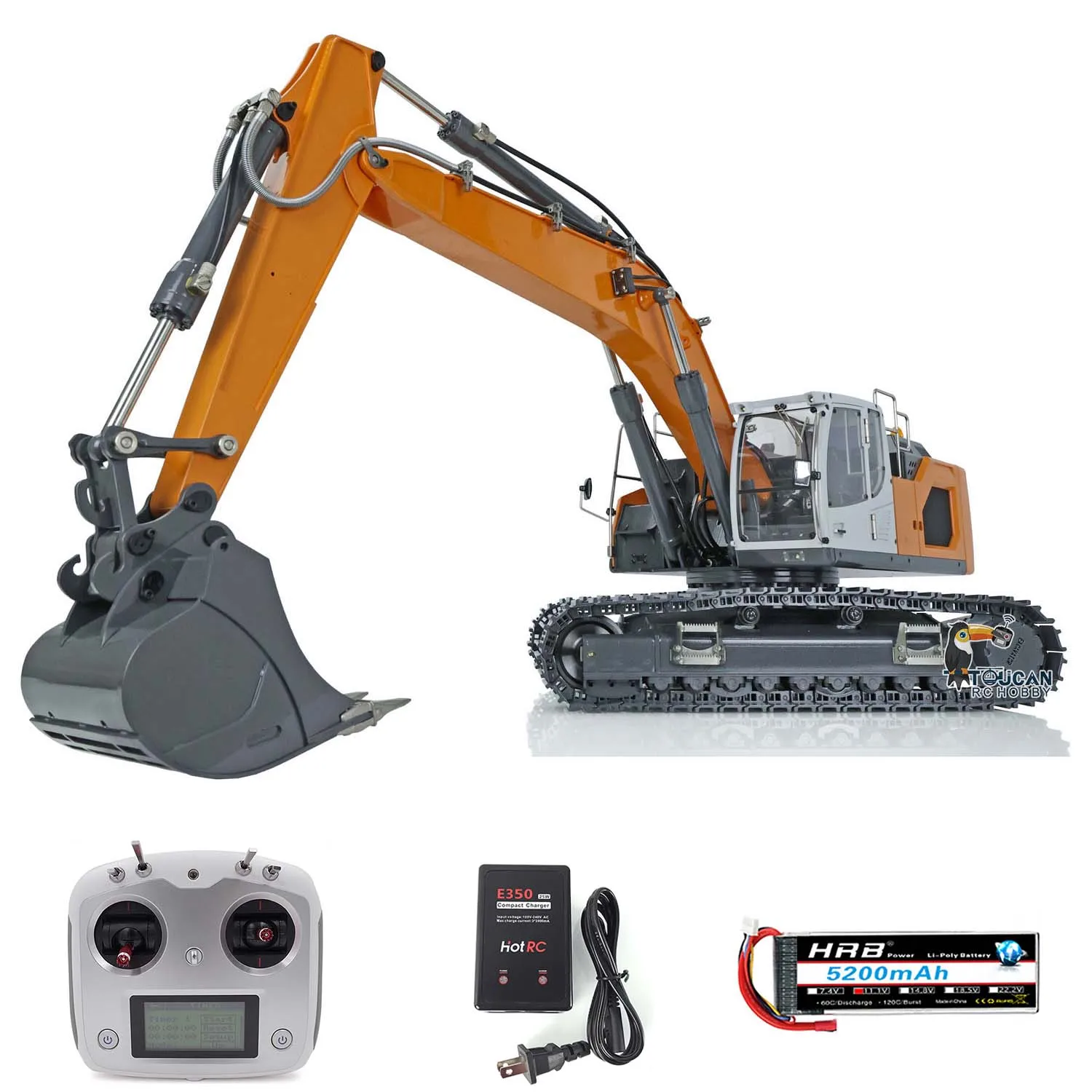 

RTR XDRC 945 RC Hydraulic 1/14 Remote Control Excavator Matal Model Trucks Assembled Painted Light System Bucket Digger THZH1435