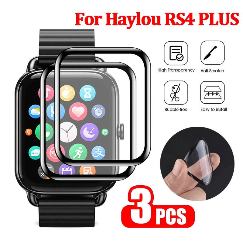 Película protectora de piezas para reloj inteligente Haylou RS4 Plus Rs4, Protector de pantalla, cubierta de película suave para Haylou RS4 Plus, accesorios para Smartwatch, 3/1 Uds.