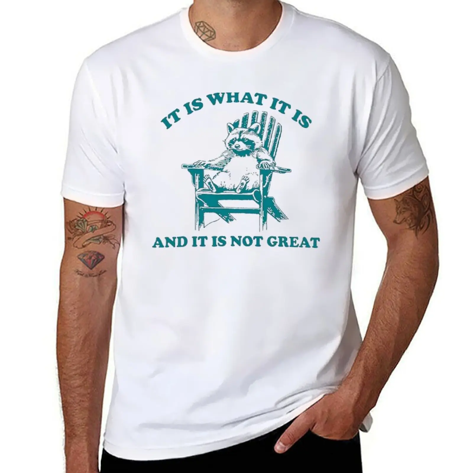 

It Is What It Is And It Is Not Great Funny Raccoon Sarcastic T-Shirt luxury t-shirt Aesthetic clothing mens t shirts top quality
