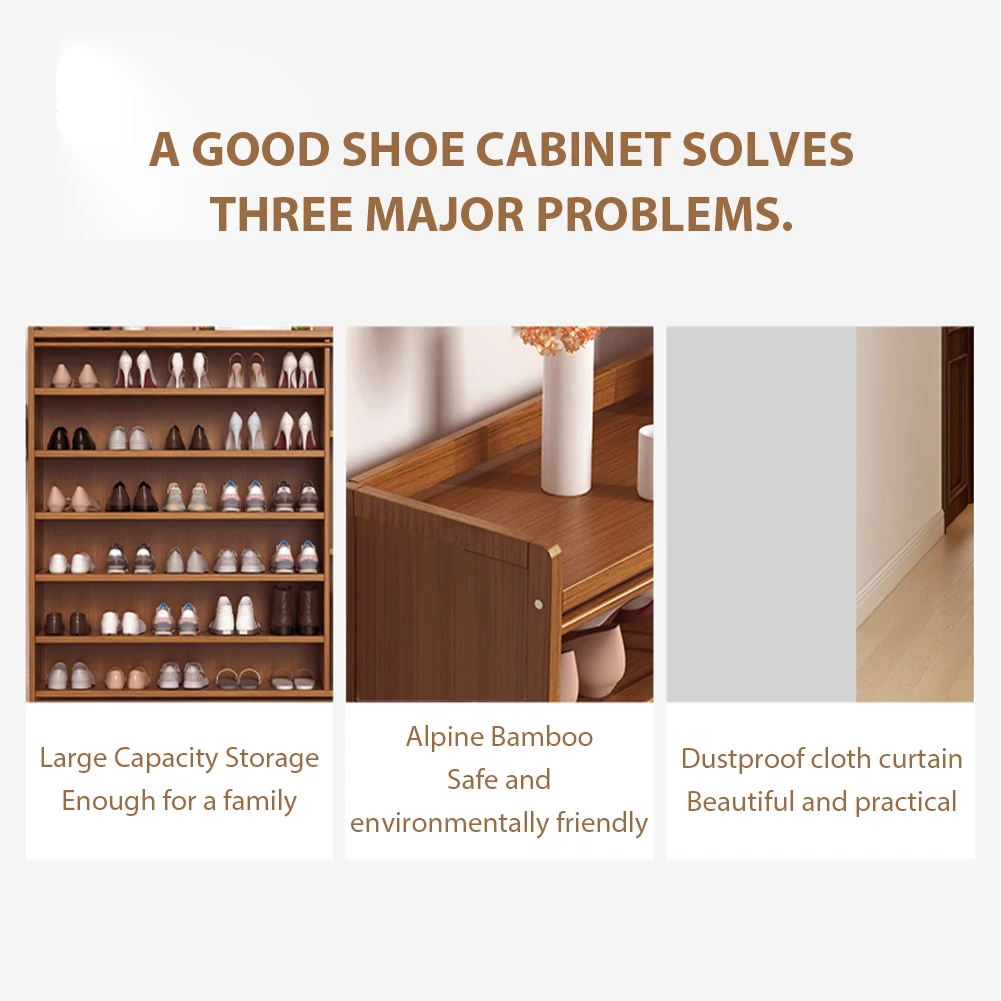 

6-ярусная полка-органайзер для обуви, пылезащитная, деревянная, для прихожей, гостиной, коридора, дверного проема