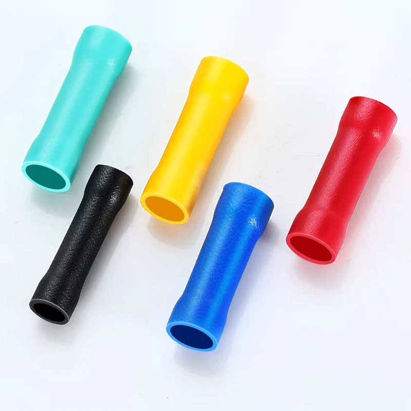 

Tube shaped wiring terminal BV1.25/2/5 Insulated straight through electricity Wire middle Butt Connector Copper Crimp Terminals