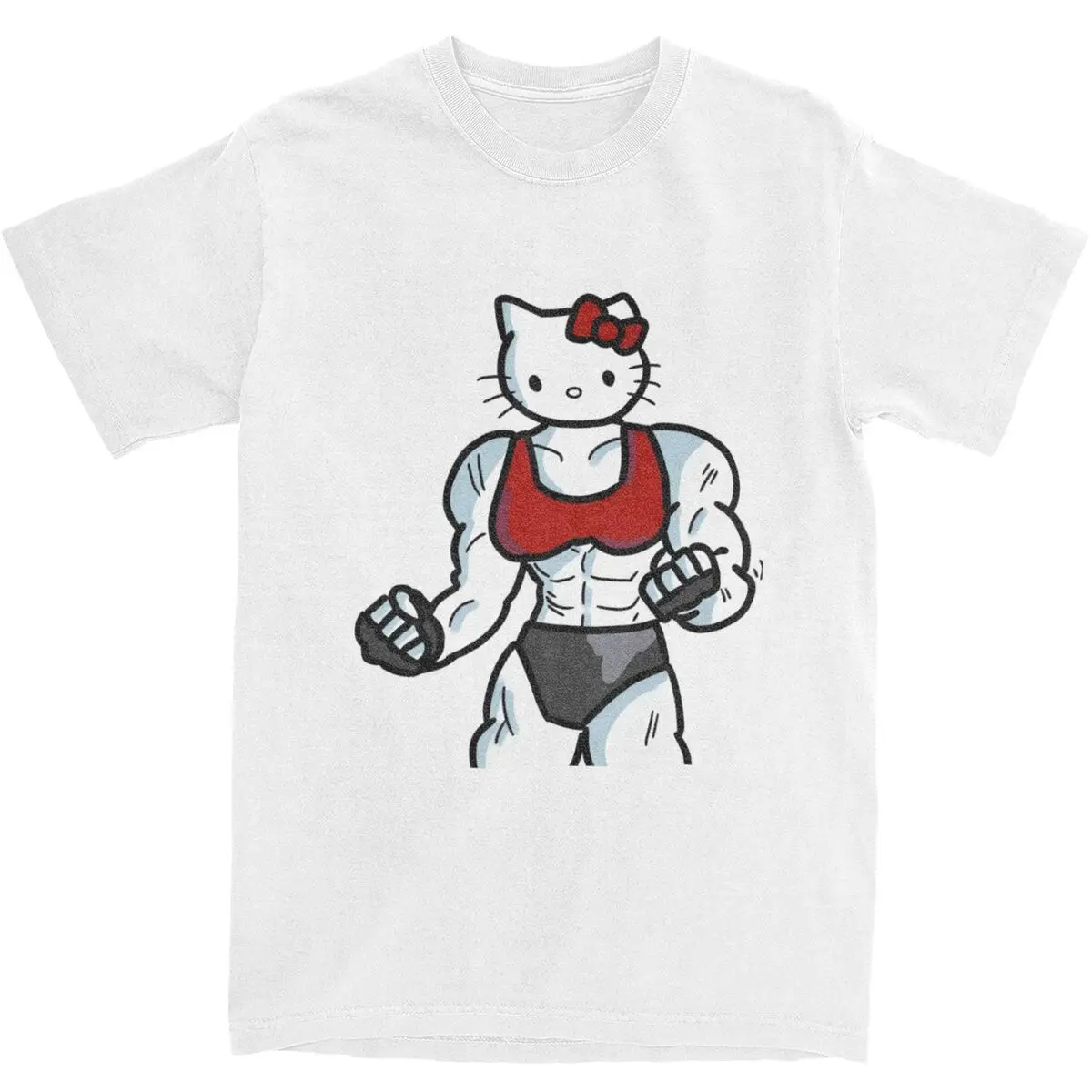 Hello Kitty Pure Cotton T Shirts Anime Sanrio Exercise muscle Popular Tee Shirt for Men Summer Y2K  Print Short Sleeve Top Tees