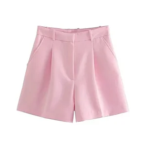 Women's High Waist Women, side pockets, front darts, zipper fly, women's short pants, vintage, fashion 10 Main Sales Women's Bermuda - №10