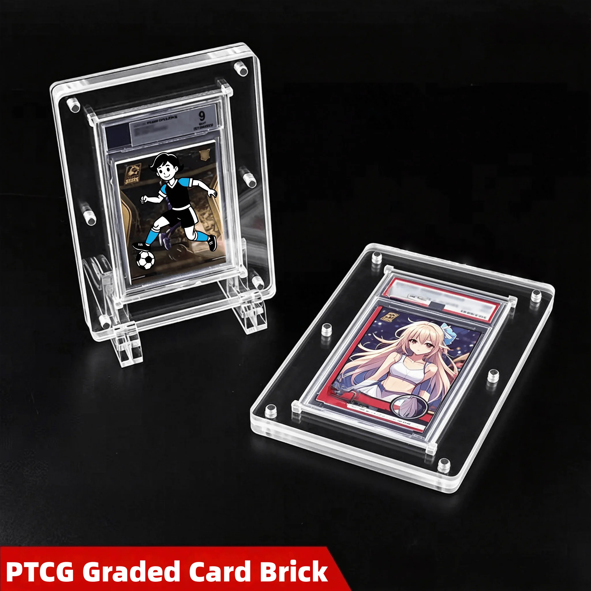

Transparent Thick Acrylic Card Brick Holder Pokemon Yugioh PTCG Graded Card Display Stand Collectible Toy No Card