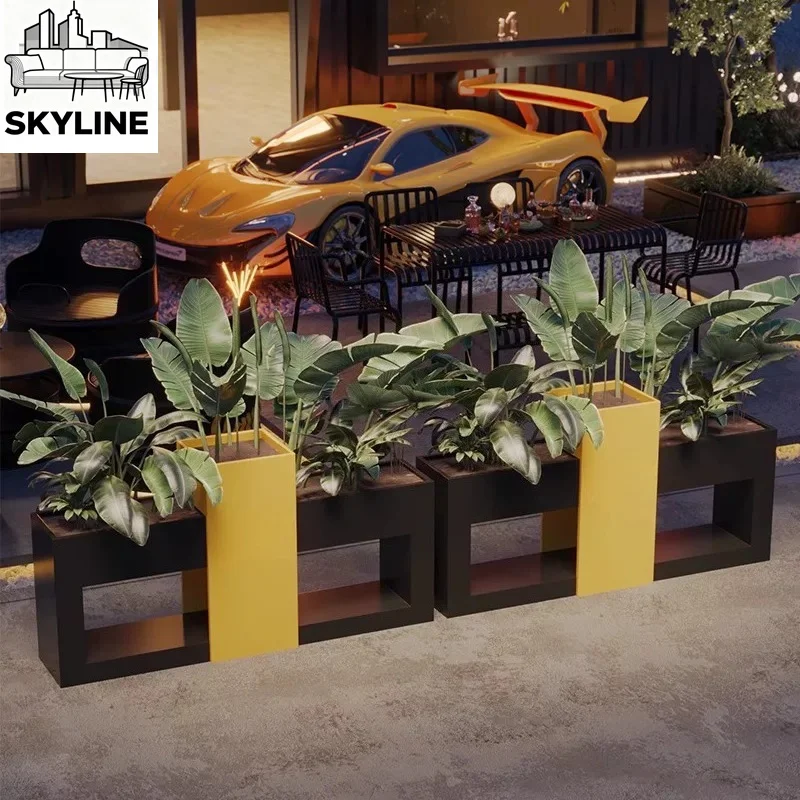 Outdoor flower box combination commercial street flower trough square fence partition flower stand bed