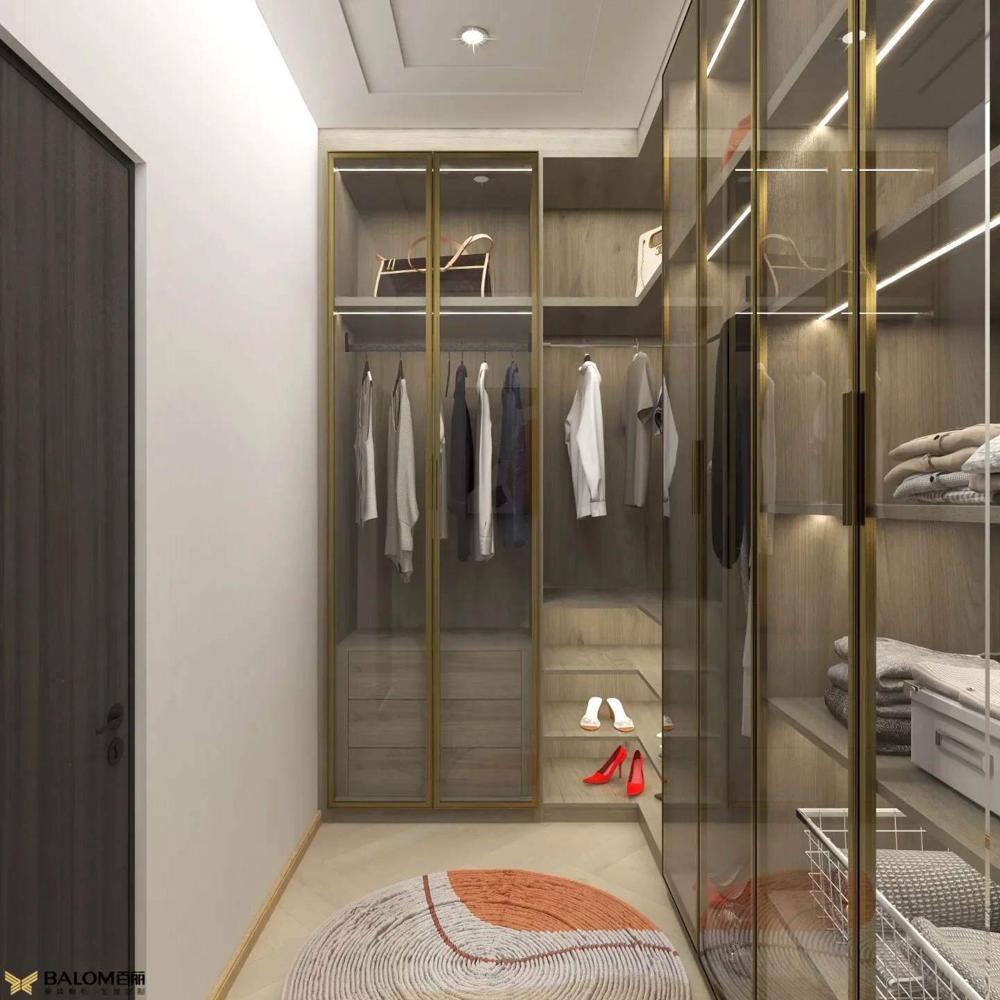 Cheap Price Room Closet Fashionable Wardrobe Sets Walking Modern Cabinet Wardrobe Modern Glass Door Walk-in Closet