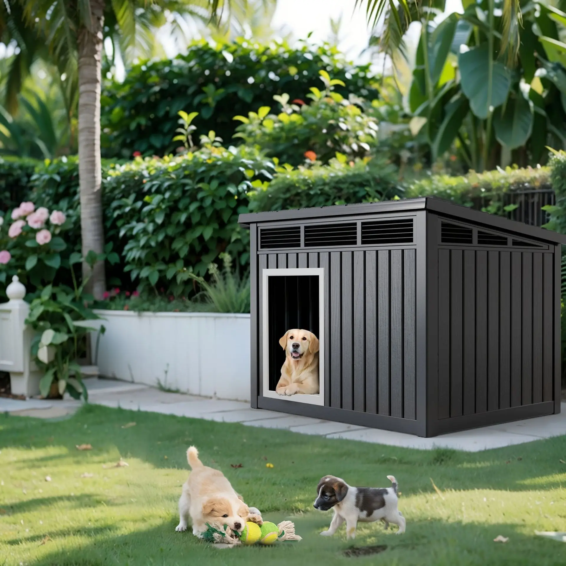 HYS Kennel Luxury Villa Outdoor Rainproof Cold Winter Warm Small Medium Large Dog Outdoor Dog House Dog Cage House