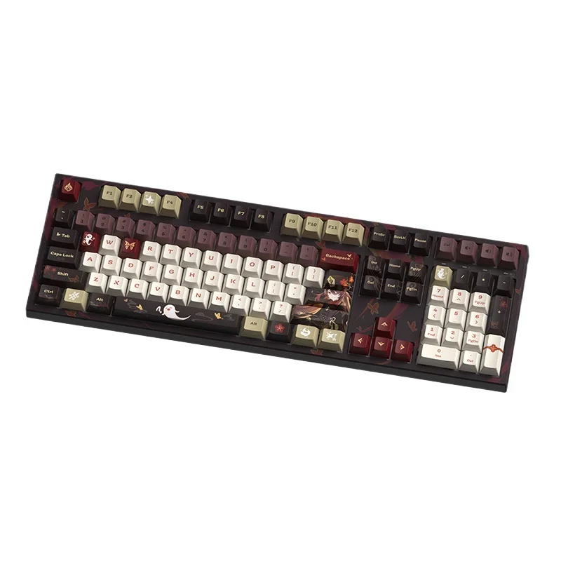 Teclado de jogo anime genshin impacto hutao doujin periferia teclado mecânico caixa eixo 108 chave 87 chave presentes natal