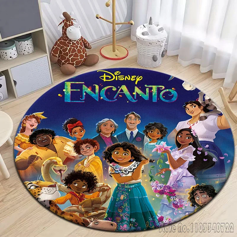 Encanto-Tapis rond pour la décoration de la maison, tapis d'extérieur, tapis de sol, tapis de pique-nique, décoration de chambre, salon, virus de porte, anime