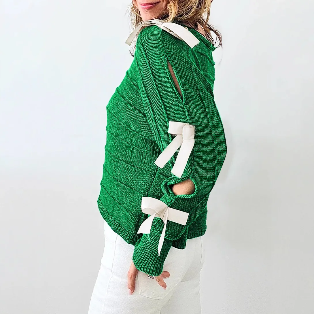 Dolce Sle Splice Ne Maglieria da donna Sottile rotondo Ne Pullover irt Nodo Autunno Nuovo arrivo dalla Cina