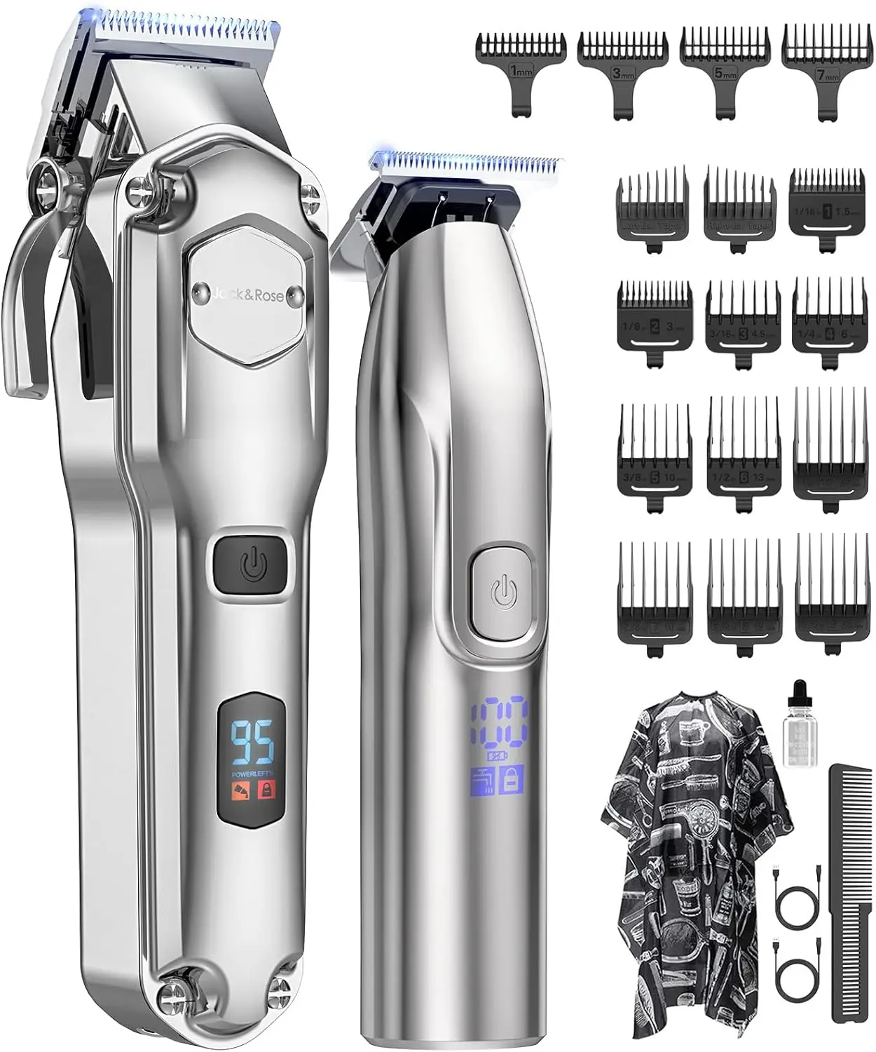 

Cordless Hair Clippers Set for Men, Barber Trimmer Kit with T-Blade