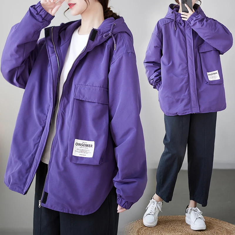 

Женская хлопковая куртка больших размеров с капюшоном и молнией, осенне-зимняя, новая, повседневная, модная, брендовая, длинная, на молнии