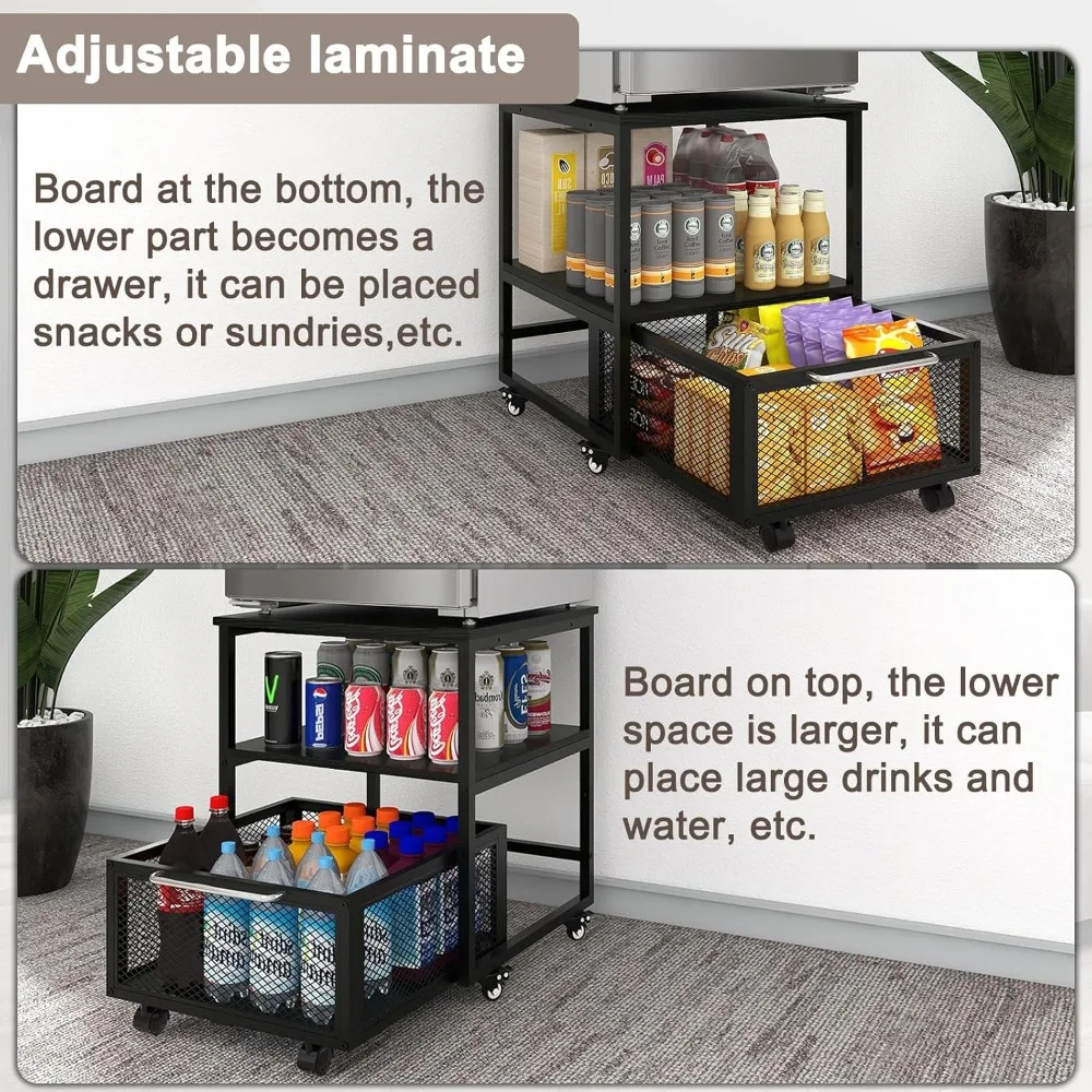 Мини-подставка для холодильника 19,7x19,7 дюйма с местом для хранения и колесами, сверхмощный мини-холодильник с регулируемой полкой, стол, холодильник для напитков