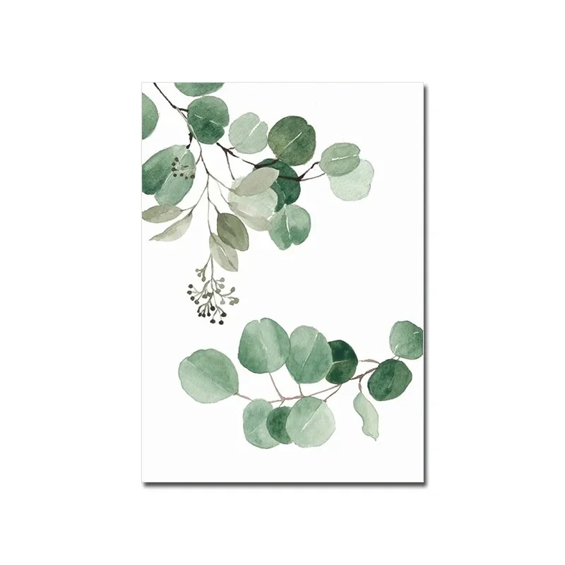 Watercolour Eucalyptus Foliage Poster Green Style Canvas Painting Minimalist Plants Art Print Wall Picture For Living Home Decor