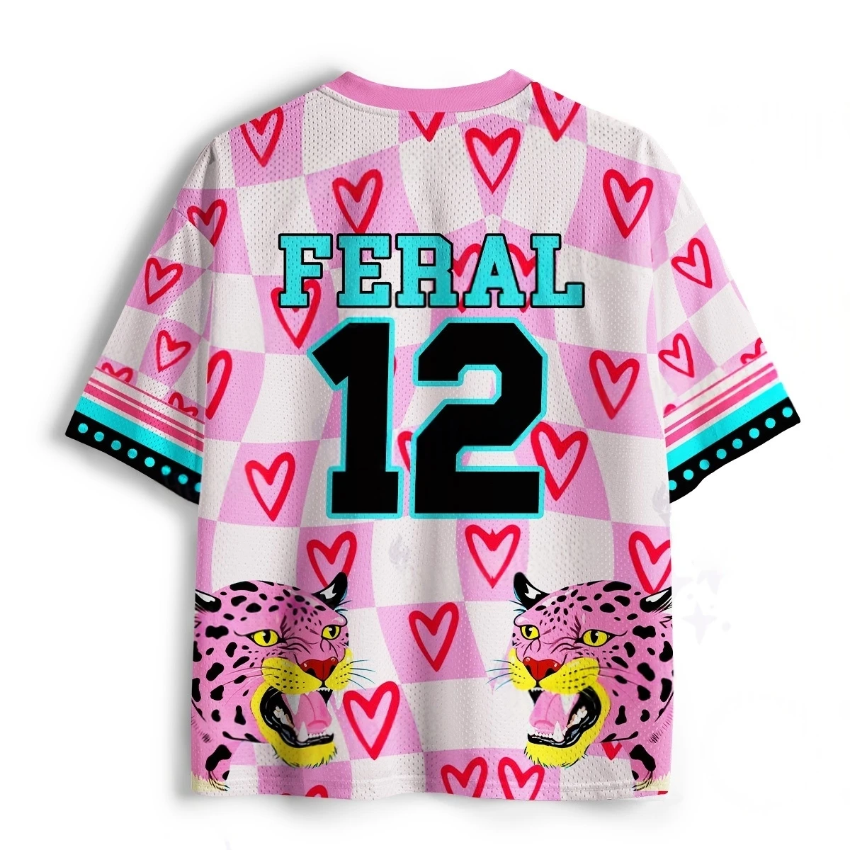 Millennium Sweet Cool Y2K Wild Pink Panther Football Shirt Love Checkerboard Men's, Women's, Children's Mesh Short Sleeves