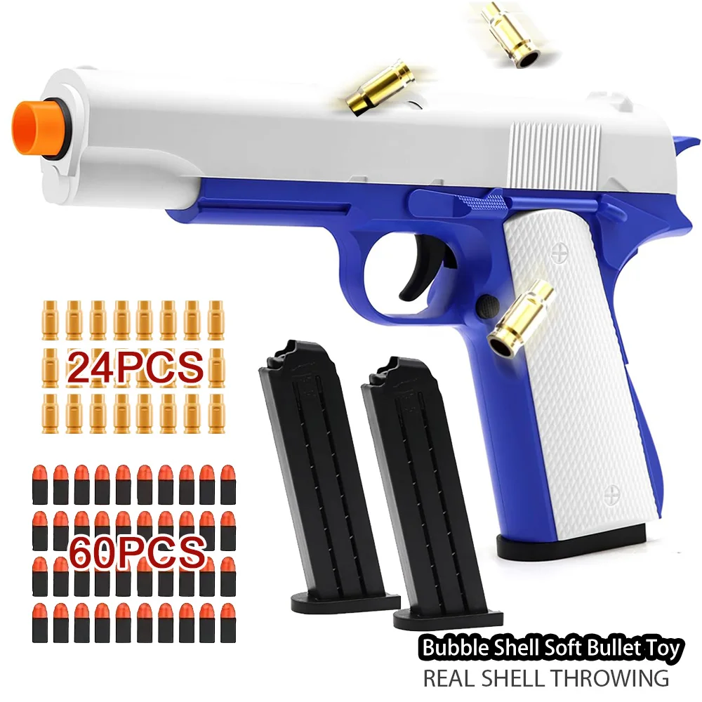 Toy Gun com Jumping Shell, Atualização Unstuck Shell, Foam Blasters Set, 24 conchas, 60 balas, 2 clipes de bala, 88pcs