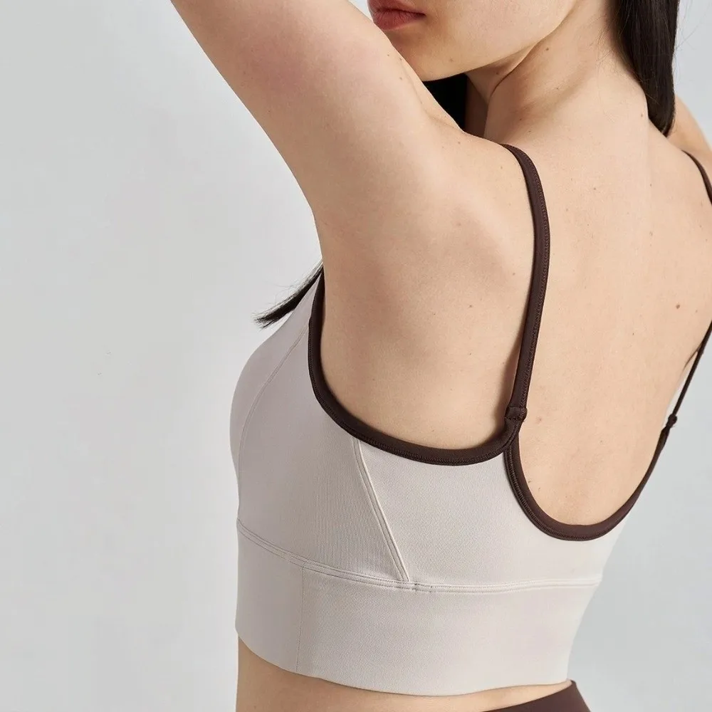 Contrasting Color Sports Vest Breathable Comfortable Yoga Underwear Moisture-Wicking Splicing Design Sports Bra Running
