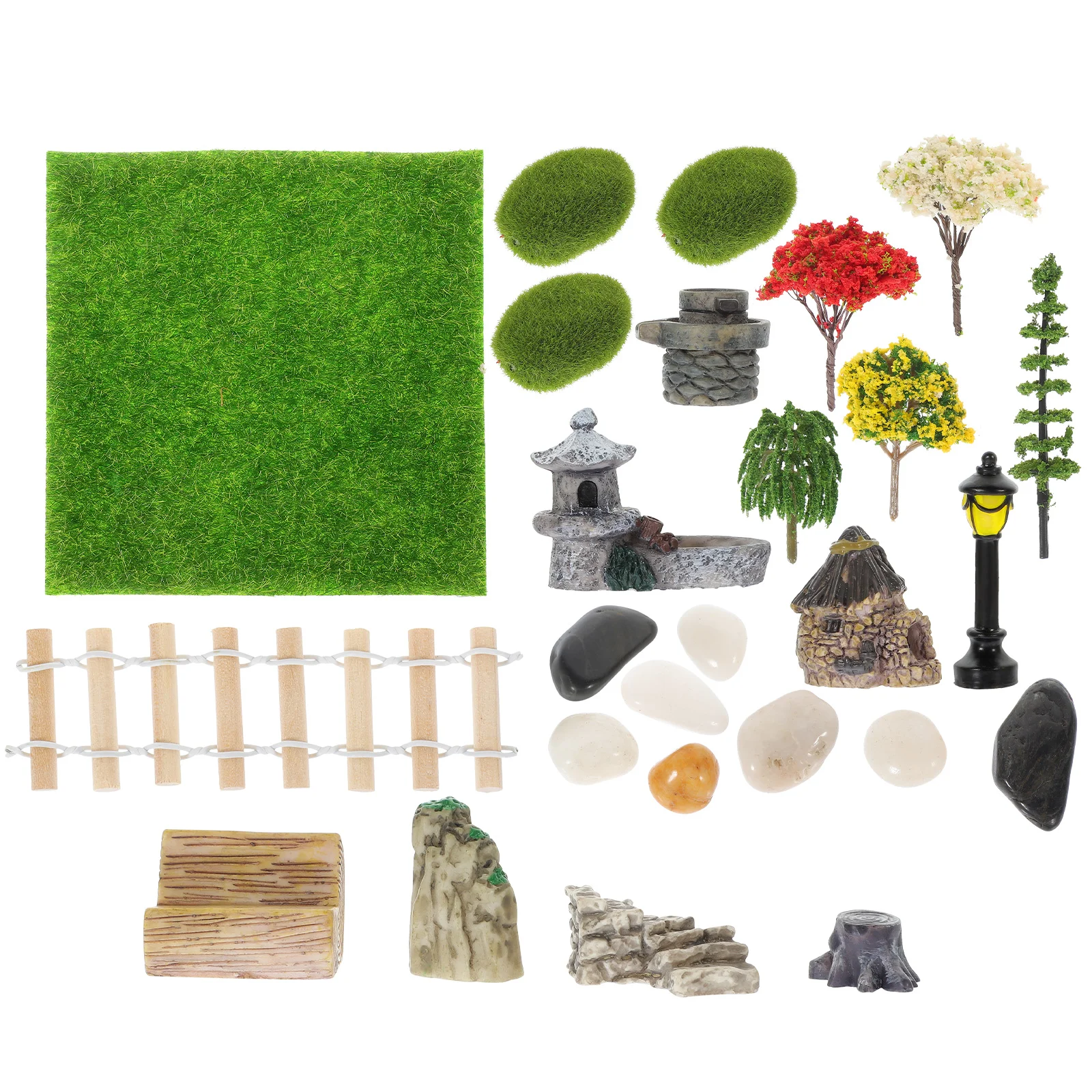 Micro Landscape Decoration Set House Mini Lawn Miniature Fences Decorations Plastic Small Scene Adornment