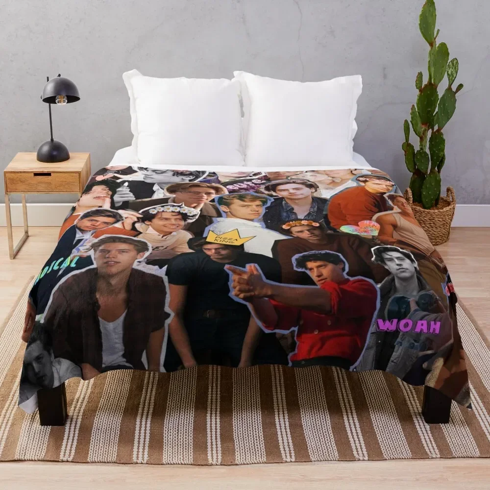 Cole Sprouse Collage Throw Blanket Soft Beds Bed Fashionable Quilt Blankets