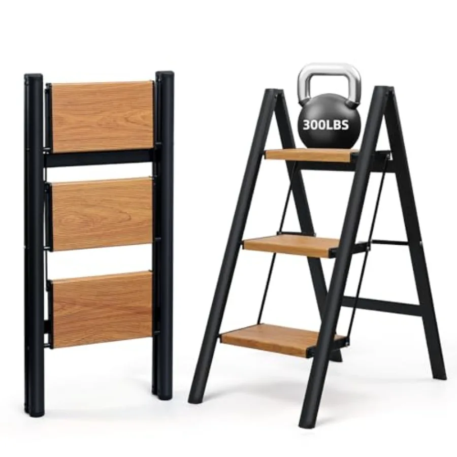 

Ladder, Anti-Slip and Lightweight Foldable Step Stool for Adults to Use in Kitchen, Closet and Library, 300lbs