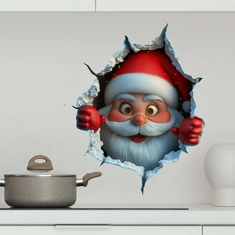 Christmas Wall Sticker Santa Claus Wall Decal Window Clings Wall Decor for Home Holiday Party