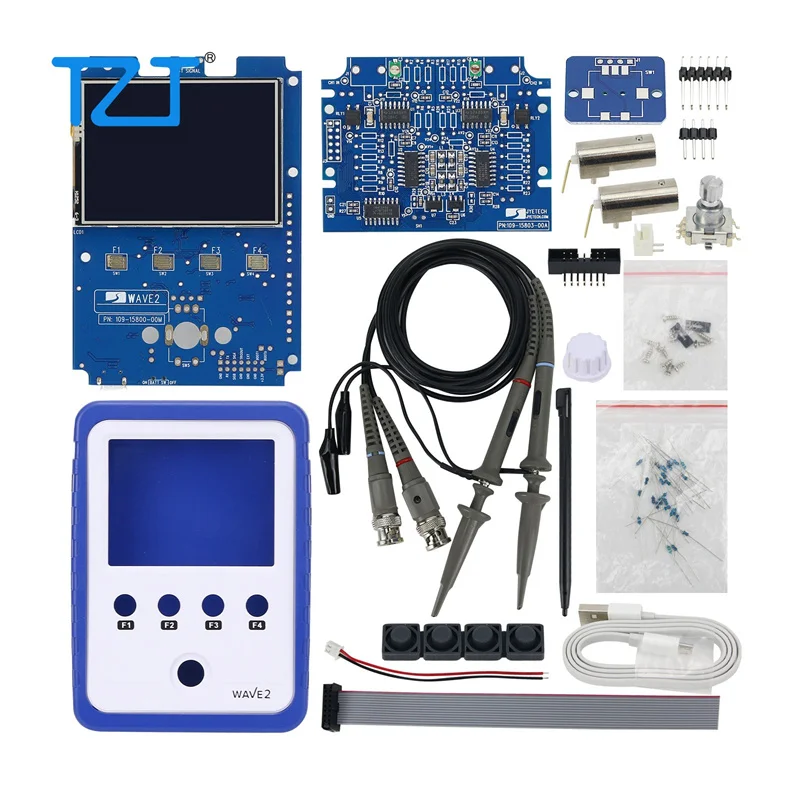 

TZT WAVE2 DIY Kit Digital Oscilloscope 2-Channel 0-200KHz Signal Generator Unassembled 2.4" Touch Screen