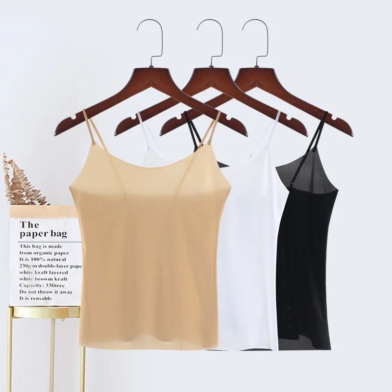 

silky crop top suspenders ultra-thin anti-penetrating lining bandeau wrap anti-gloss inside bottomed seamless tank top vest