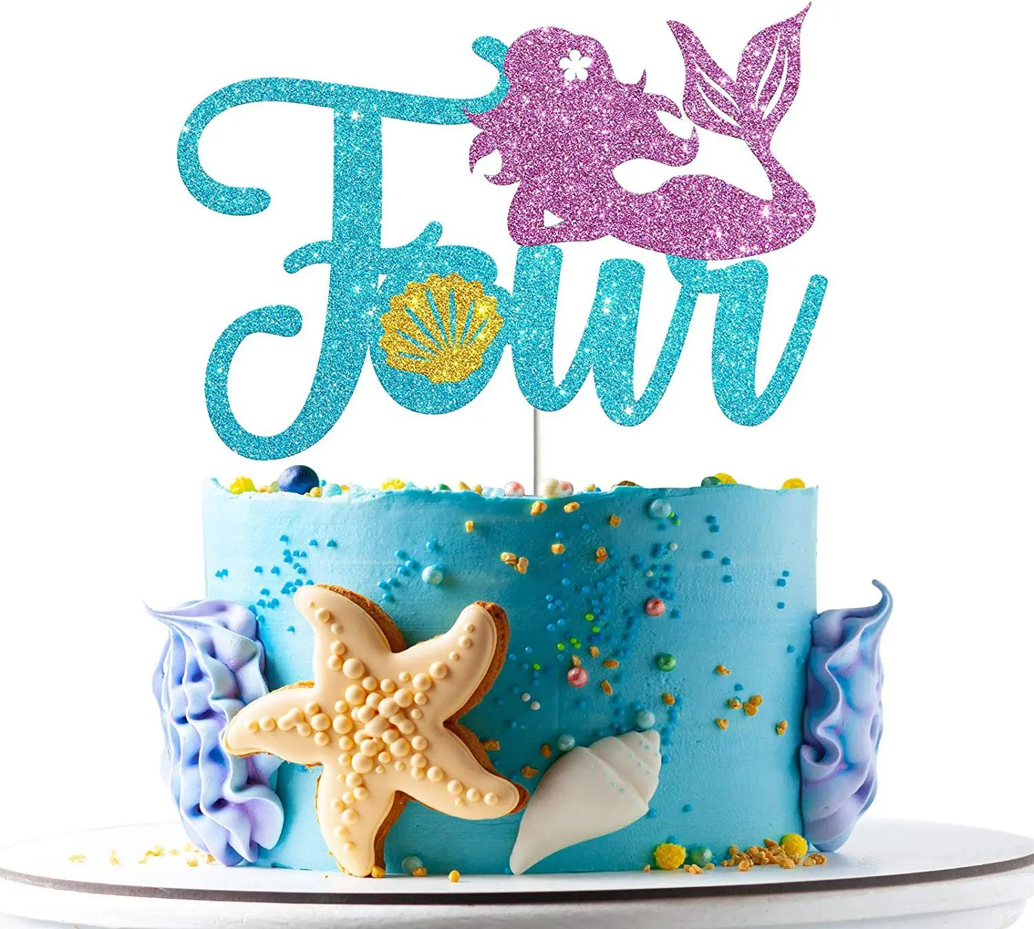 Mermaid Cake Topper Birthday Party Baby Shower Girls Birthday Party Cake Decorations Little Mermaid Sea Ocean Theme Supplies