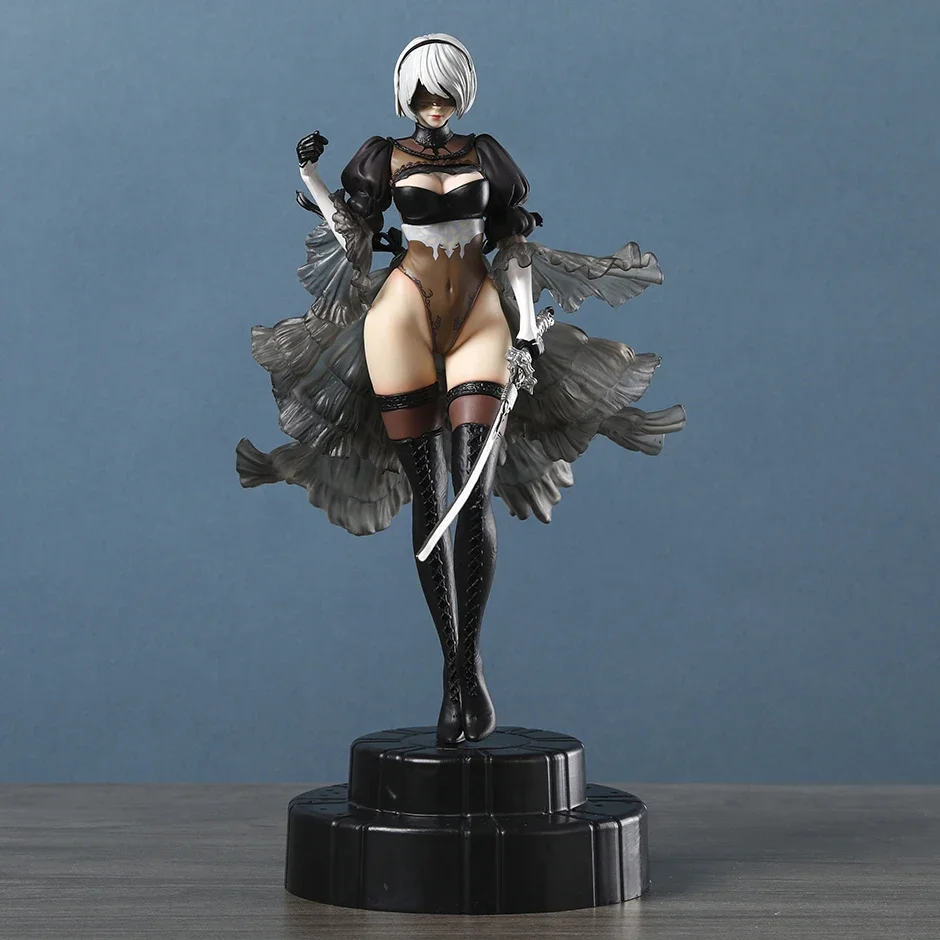 Nier:Automata 2B Wedding Dress with Replaceable Head Figurine Doll Collectible Model Decoration Toy Bridal Neil Double-Headed