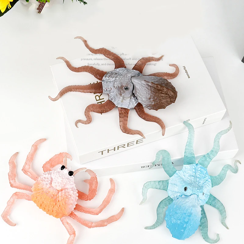 

Simulation Of Marine Animals Underwater World Soft Rubber Octopus Crab Model Creative Decompression Stretching Children's Toys