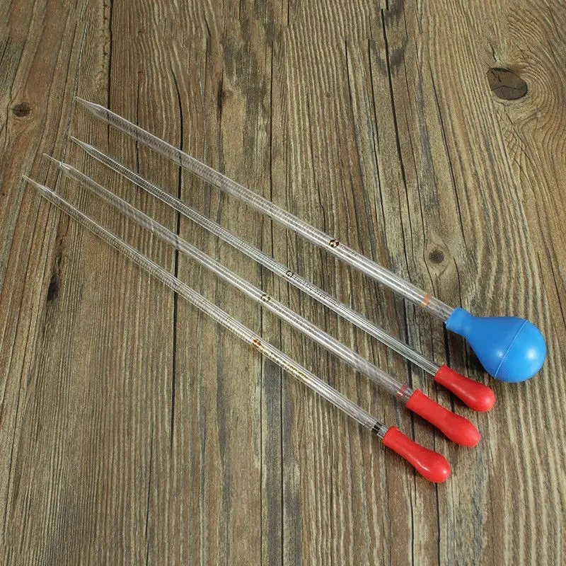 0.5ml 1ml 2ml 3ml 5ml 10ml Glass Graduated Scale Dropper Pipette Lab Transfer Pipettes Red/Blue Rubber Head Chemistry Pipette