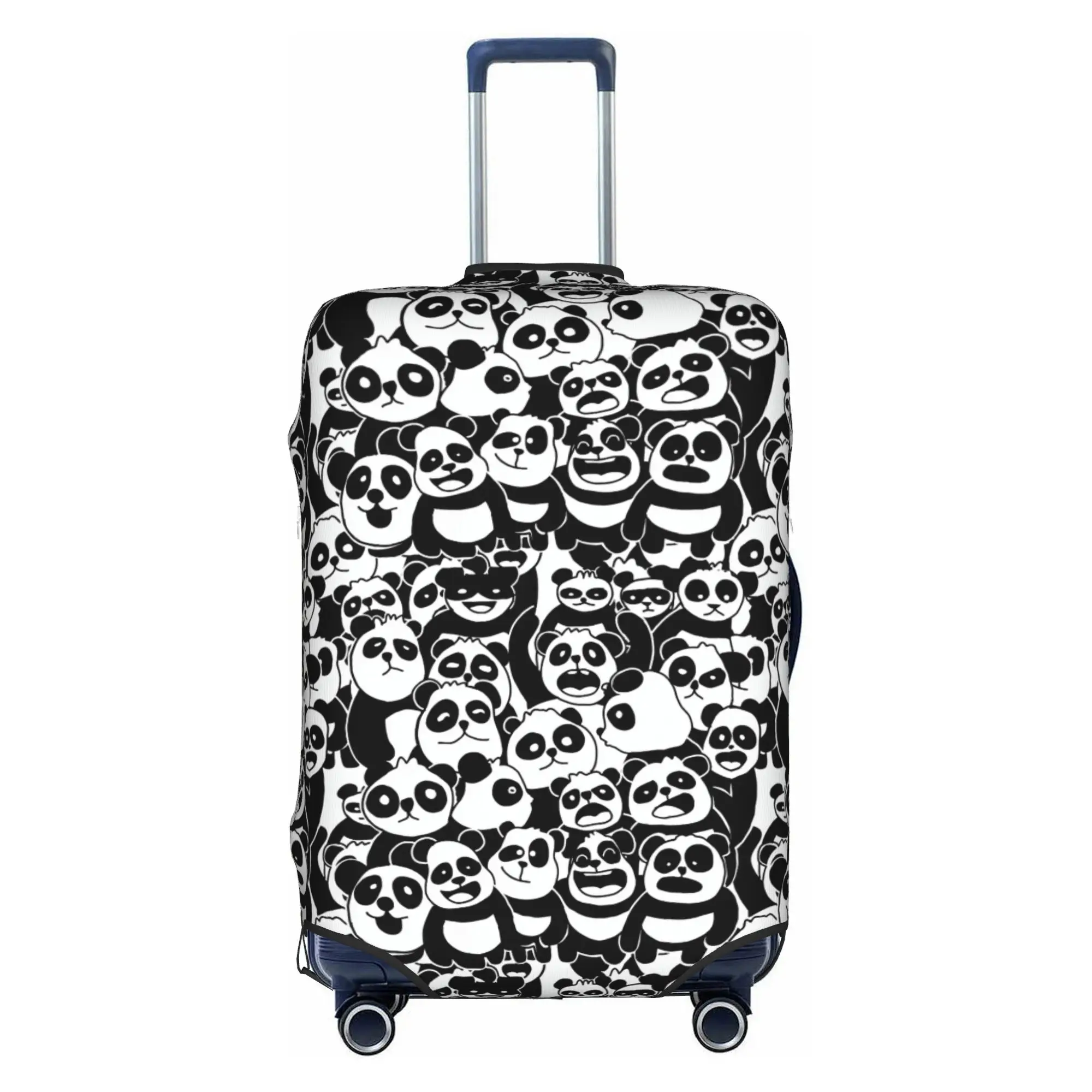 Custom Cute Pandas Pattern Bamboo Luggage Cover Elastic Nature Animal Travel Suitcase Protective Covers Fits 18-32 Inch
