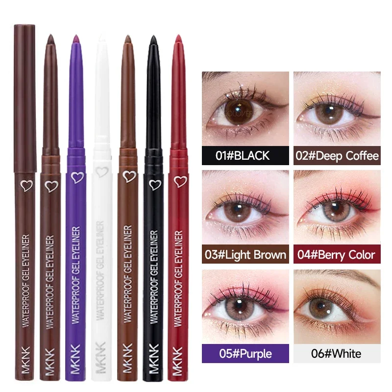 5-kolorowy eyeliner w ołówku Wodoodporny, długotrwały Niebieski Czarny Brązowy Łatwy w noszeniu eyeliner w pisaku Produkty do makijażu Kosmetyki Linia oczu