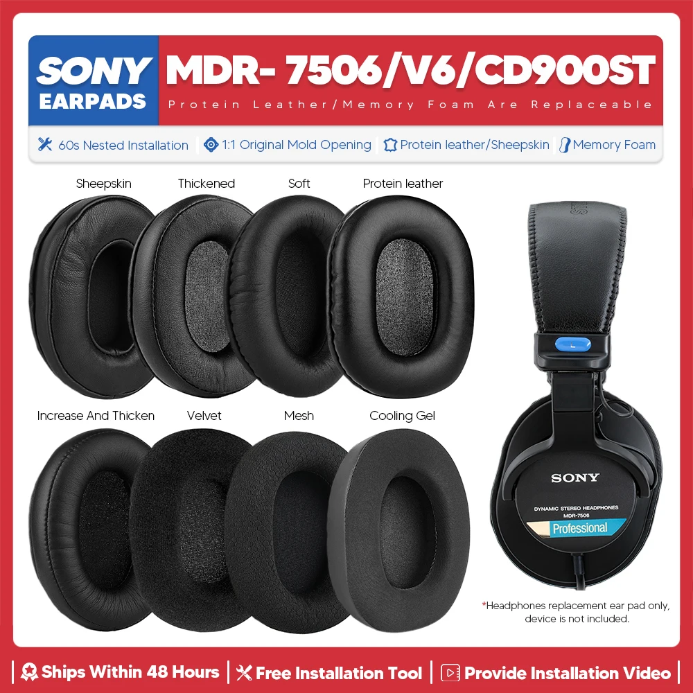 Сменные амбушюры для Sony MDR 7506 V6 CD900ST, аксессуары для беспроводных наушников, амбушюры, амбушюры для гарнитуры, подушка для ушей, запасные части из пены