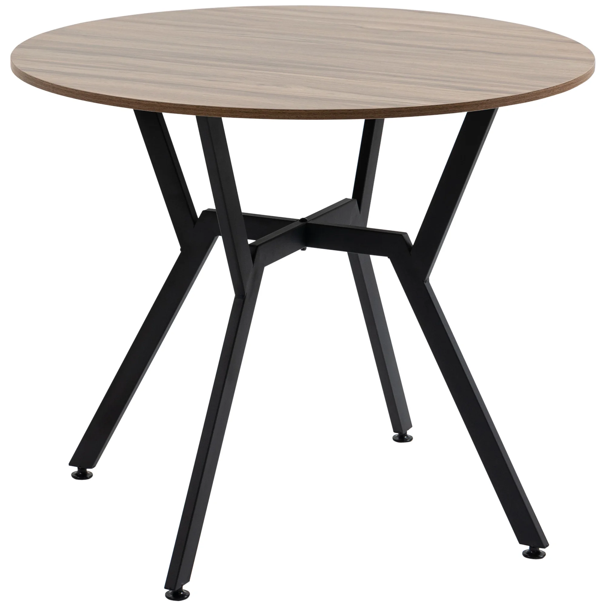 HOMCOM round dining table Industrial kitchen table with wooden lid and steel frame for living room load 60 kg Ø 90x76 cm Brown