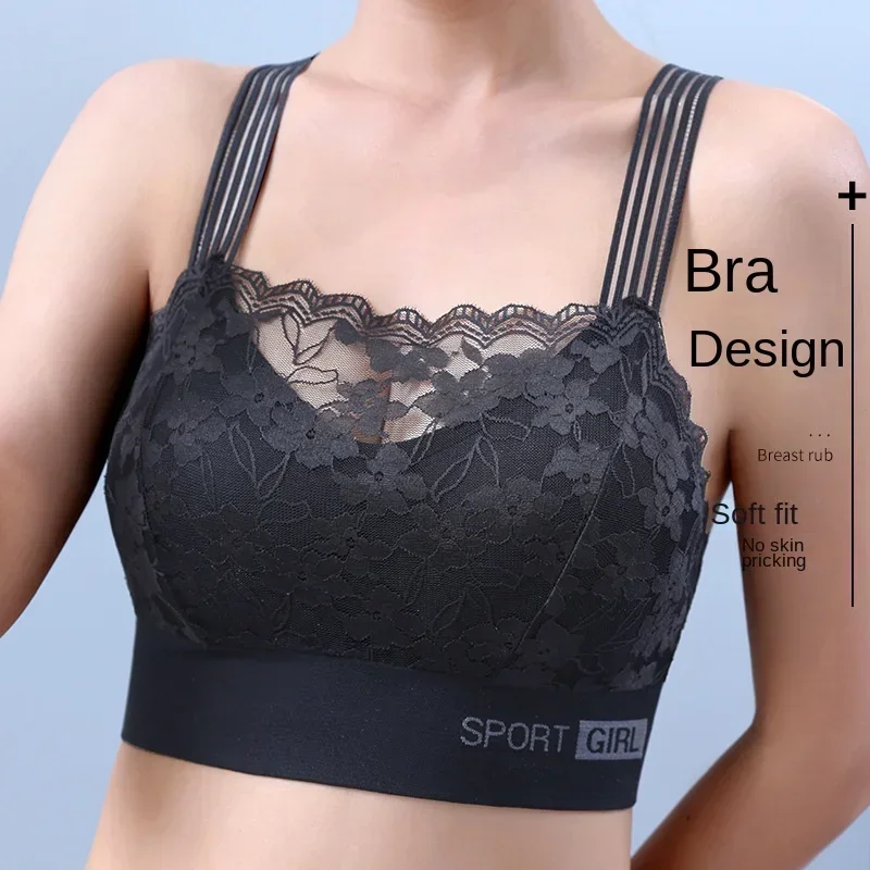 Sexy Lace Seamless Large Size Women\'s Bra Comfortable Breathable Sports Beauty Back Vest Sleep Gathered Wrapped Chest Tube Top