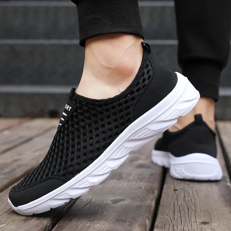 Men's Sneakers Summer Fashion Mesh Hiking Shoes with Breathable Outdoors Lightweight Hooded Casual Tennis Sneakers Large Size