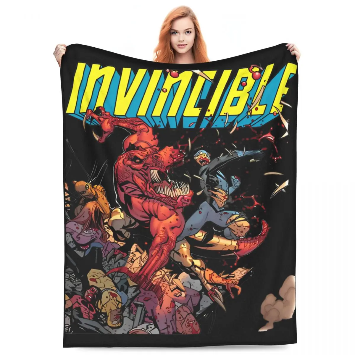 Invincible Vs Alien Superhero Blankets Coral Fleece Plush Print Funny Anime Multifunction Warm Throw Blankets for Bed Office