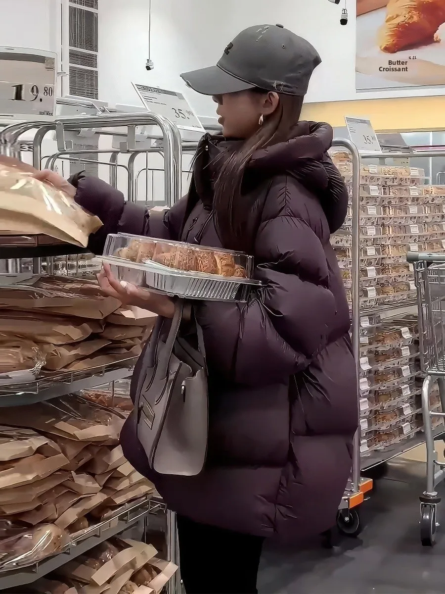 Invierno Thiened blanco Du down Puffer Jaet mujer con capucha pan Sle abrigo moda viaje Sle longitud Regular