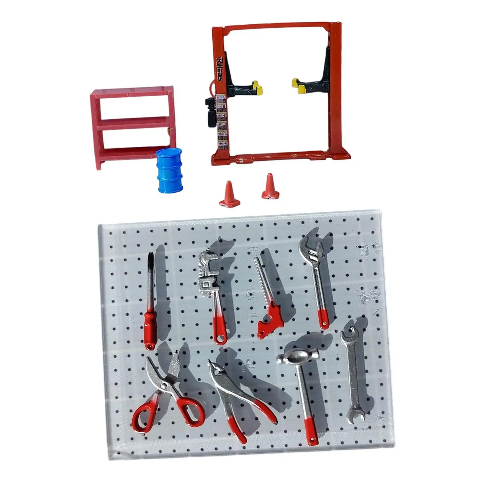 

1/64 Diorama Car Garage Realistic Lift Gantry Repair Tools with Pegboard
