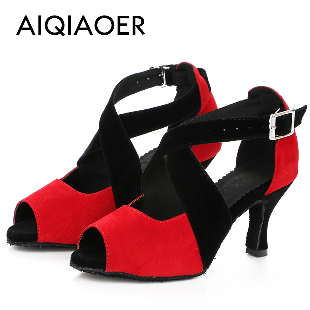 Women's Elastic Suede Fabric High-Heeled Latin Dancing Shoes, Salsa Shoes, Ballroom Shoes