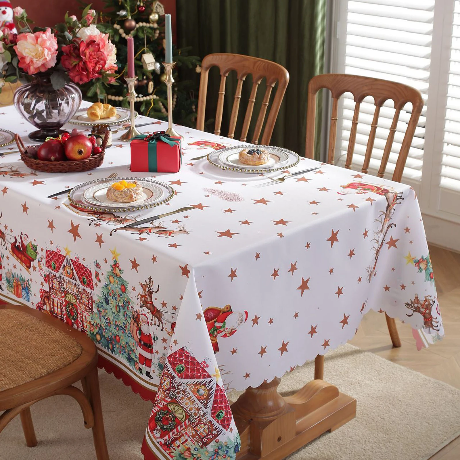 

Christmas Tablecloth Home Living Room Decoration Holiday Fall Wedding Party Table Dinning Tablecover Home Decoration Tablecloth