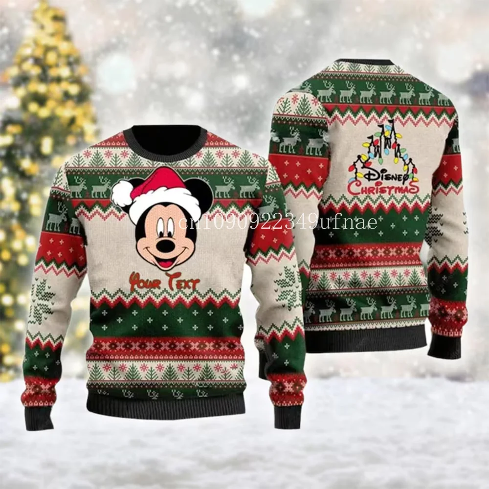 Disney Mickey and Minnie Christmas Ugly Sweater Mickey Mouse Christmas Sweatshirt Unisex 3D Sweater Christmas Ugly Sweater