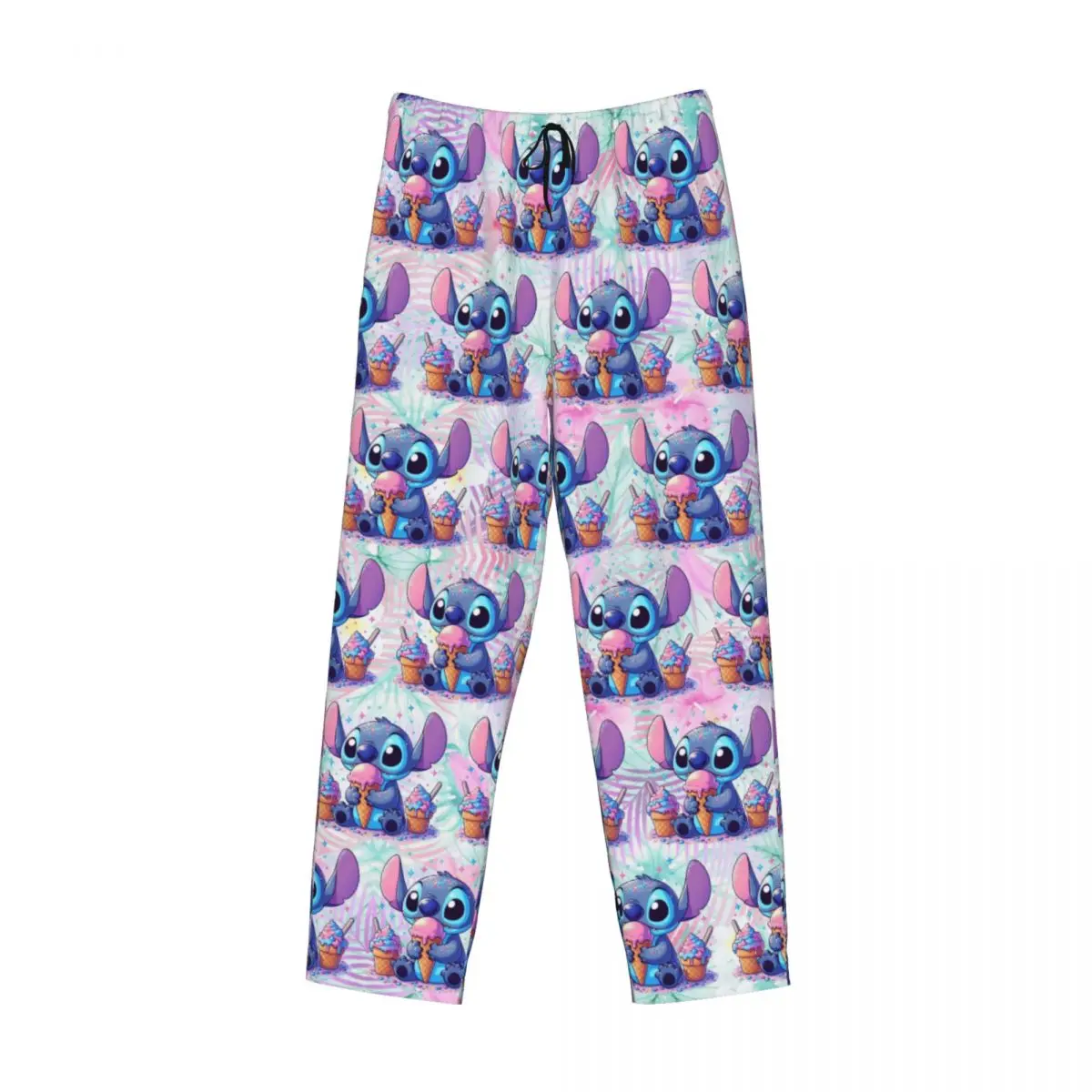 Custom Print Men's Stitch Ice-cream Pajama Pants Sleepwear Sleep Lounge Bottoms with Pockets