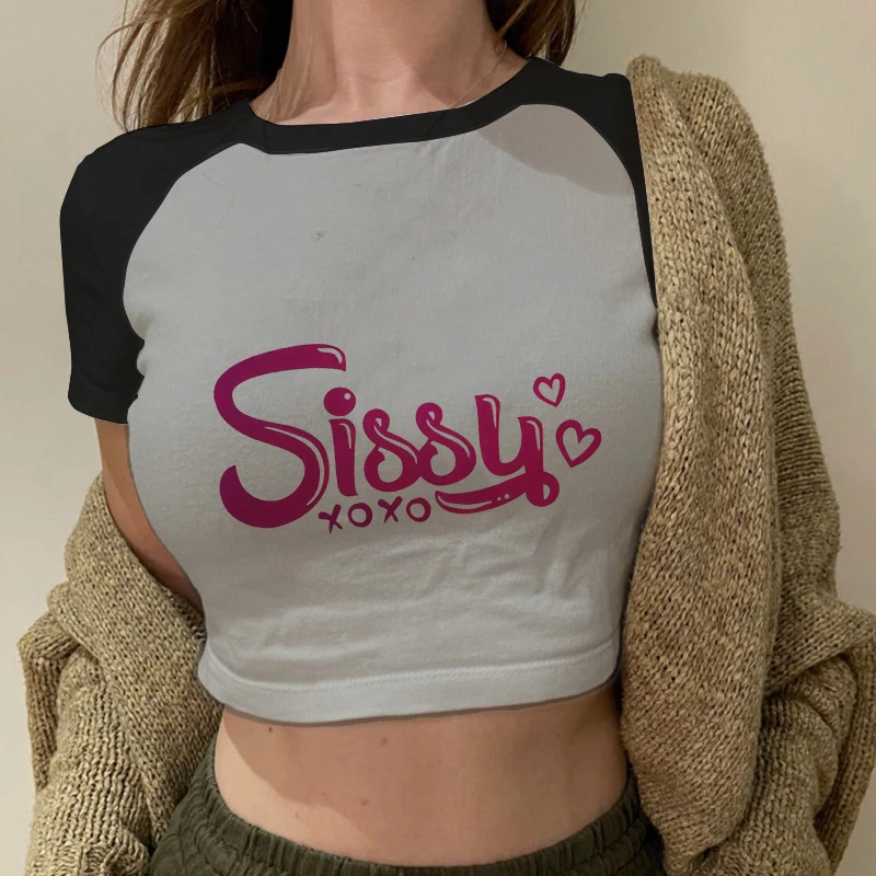 Mistress's Sissy Women Harajuku TShirt BDSM Girls Graphic Sexy Tees Female Y2K Streetwear Summer Crop Top T Shirts Fuuny Clothes