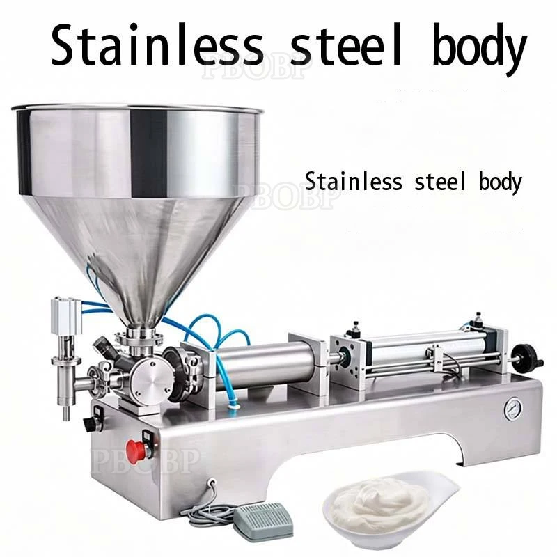 Desktop Pneumatic Piston Curry Chocolate Honey Cosmetic Cream Peanut Butter Tomato Viscosity Paste Filling Machine