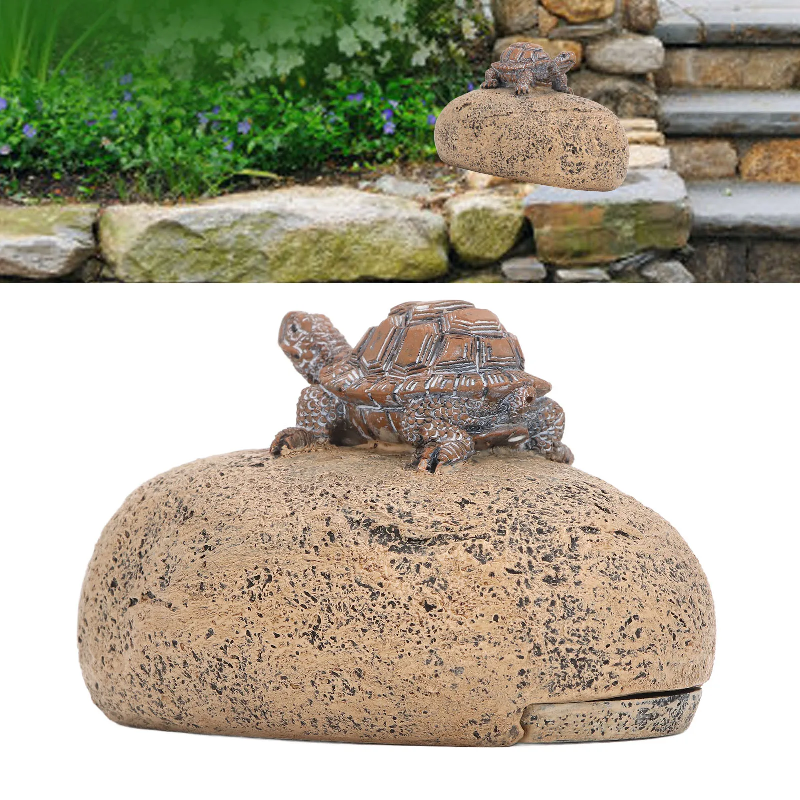 Turtle Stone Key Hider Durable Resin Cute Turtle Decor Fake Rock Key Hider Storage Box For Outside Indoor Garden Ornament