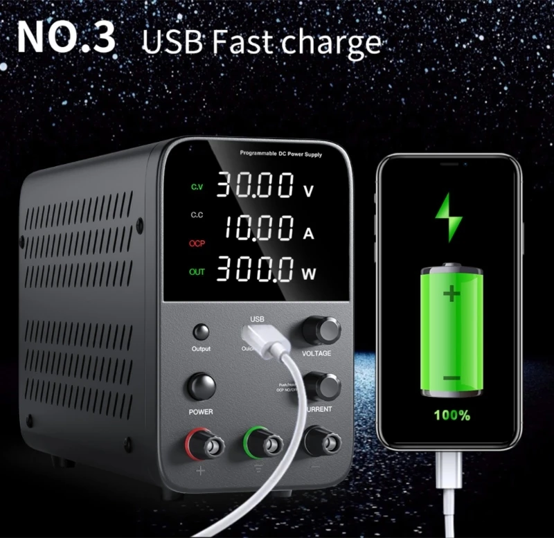 

Регулируемая подача DCPower 0-30 В/60 В/120 В 0-10A Скамья