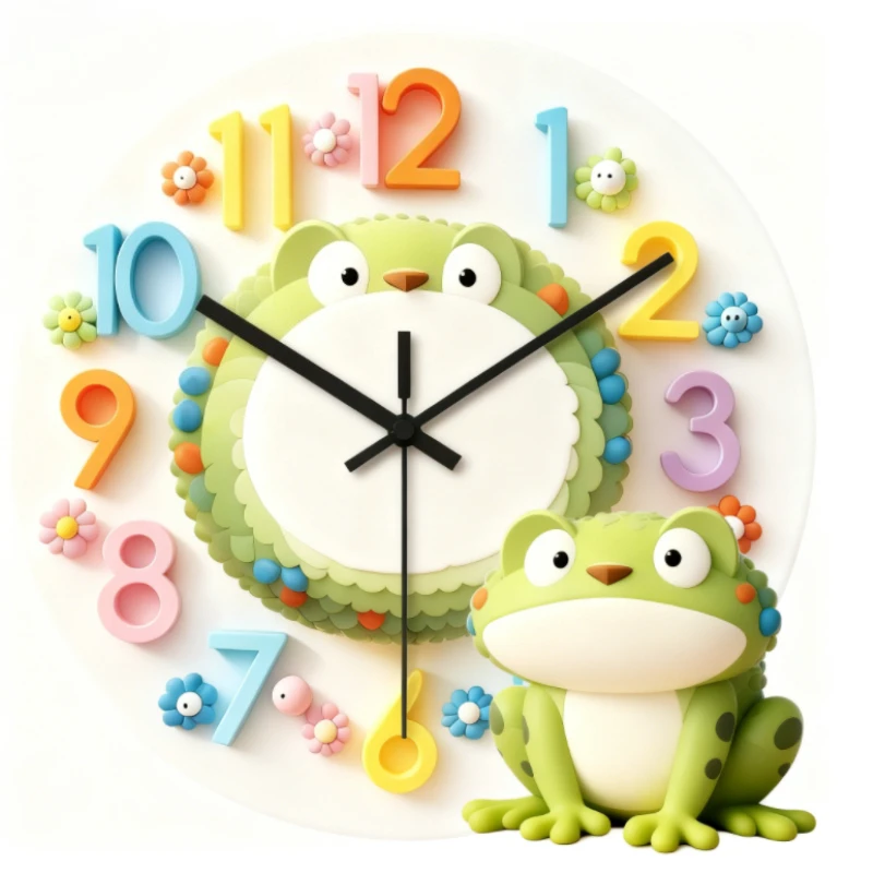 

Decorative Silent Wall Clock Student Watch Household Children's Room Clock Living Room Wall Cute Cartoon Quartz Clock Round
