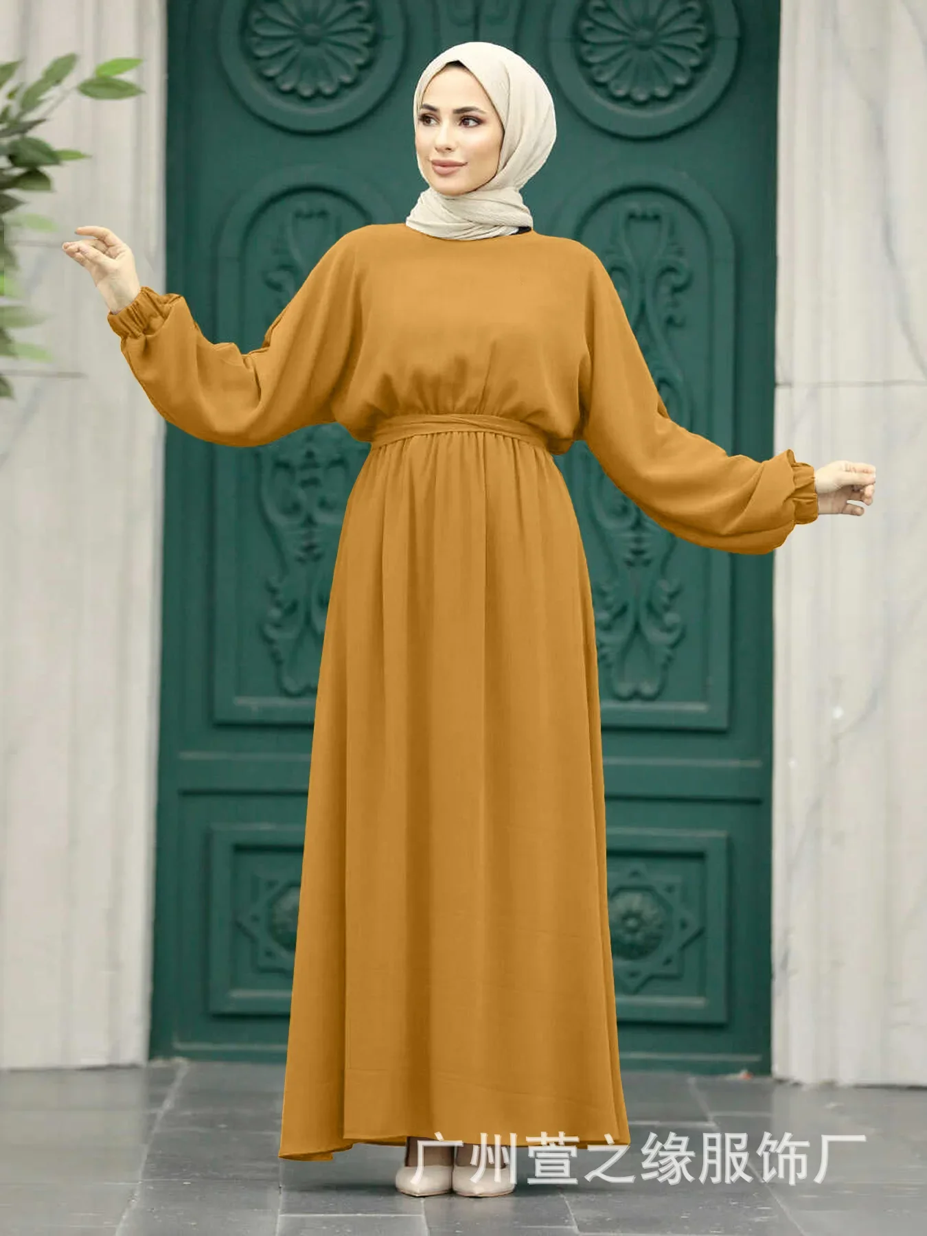 Elegant Modern Maxi Dress Batwing Sleeve Prayer Dress High Quality EID Ramadan Modest Abaya Elastic Cuff Islam Muslim Clothing